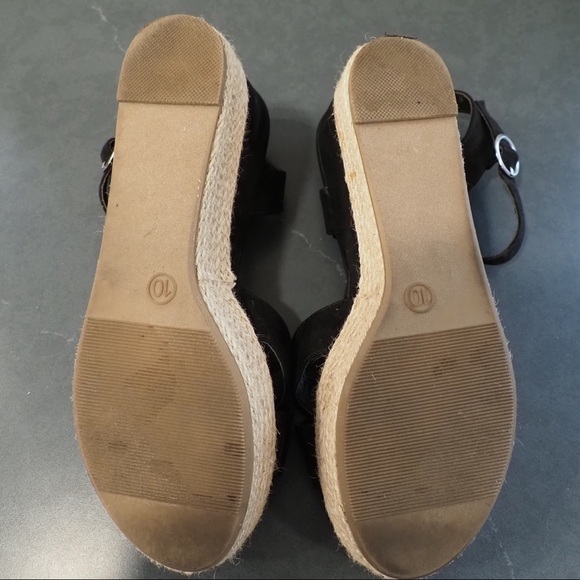 Big Buddha sz 10 black vegan fabric wedge espadrilles - Picture 13 of 15